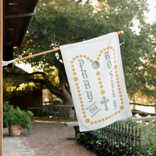 2_sided Pray the Rosary Traditional Glorious House Flag