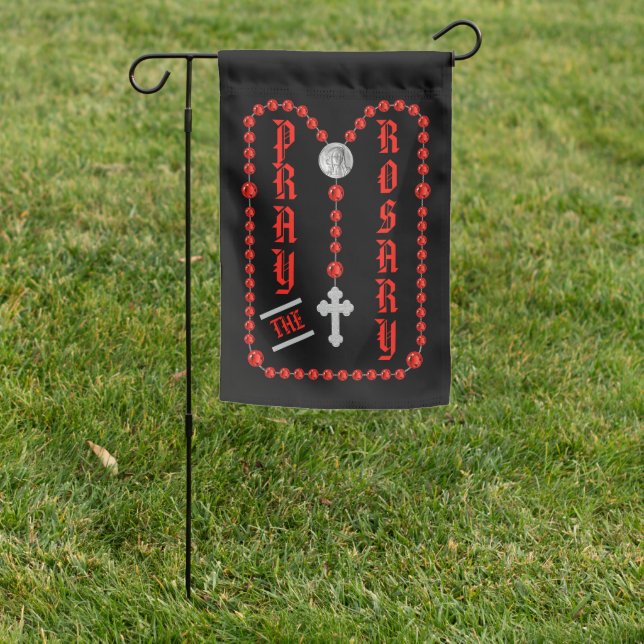 2-sided Pray the Rosary (Traditional Sorrowful) Garden Flag (In SItu)