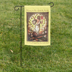 2-sided Resurrected Christ, Flutter of Butterflies Garden Flag