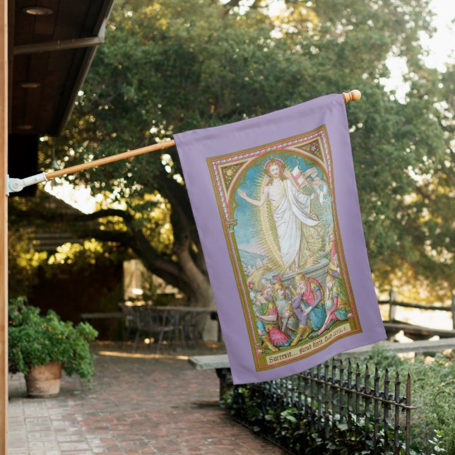 2-sided Resurrection of Christ Jesus (SAU 041) House Flag (In SItu)