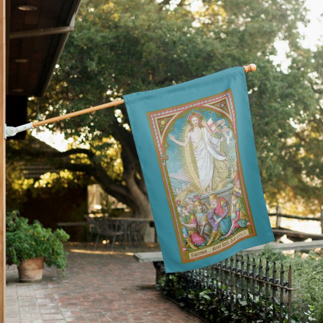 2-sided Resurrection of Christ Jesus (SAU 041) House Flag (In SItu)