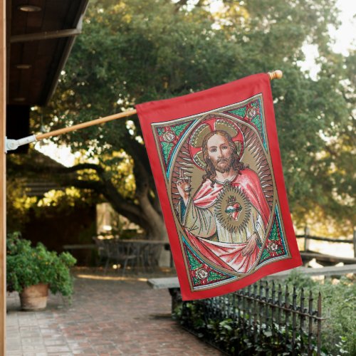 2_sided Sacred Heart of Jesus SHJ House Flag