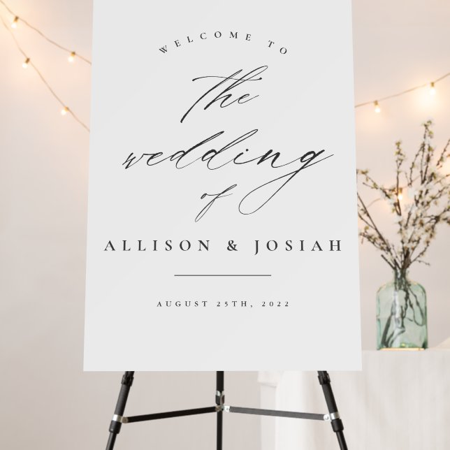 2 Sided Script White Wedding Welcome Foam Board (In Situ (Stand))