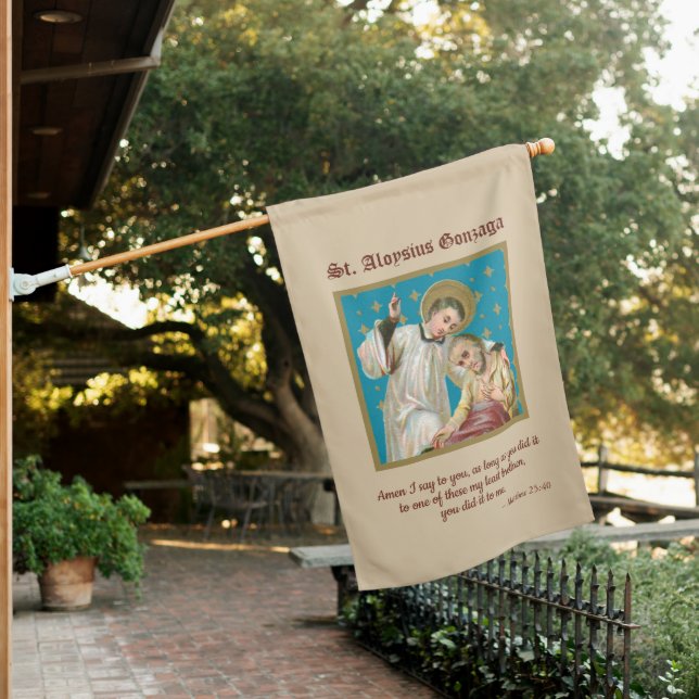 2-sided St. Aloysius & Plague Victim (M 006) House Flag (In SItu)
