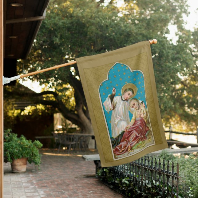 2-sided St. Aloysius & Plague Victim (M 006) House Flag (In SItu)