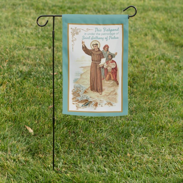 2-sided St. Anthony Preaching to Fishes and Men Garden Flag (In SItu)