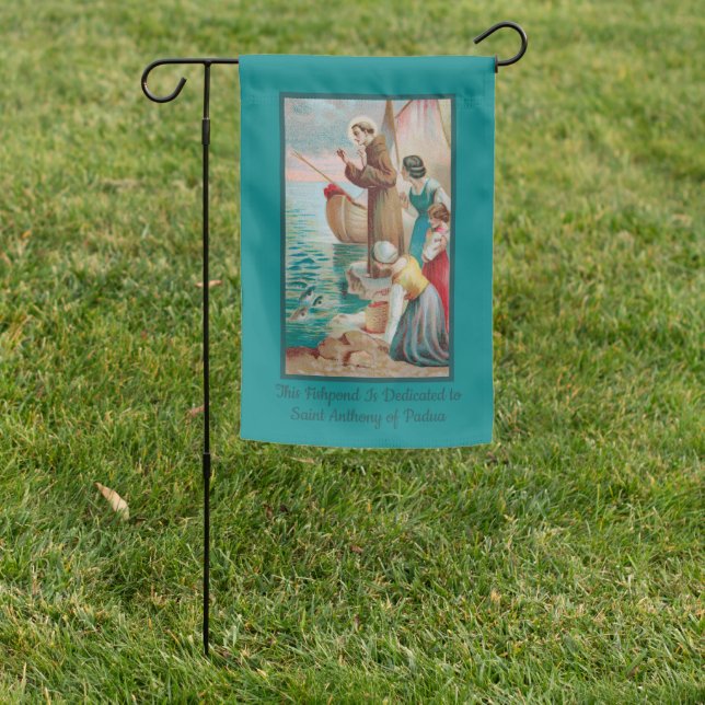 2-sided St. Anthony Preaching to Fishes. & Women Garden Flag (In SItu)
