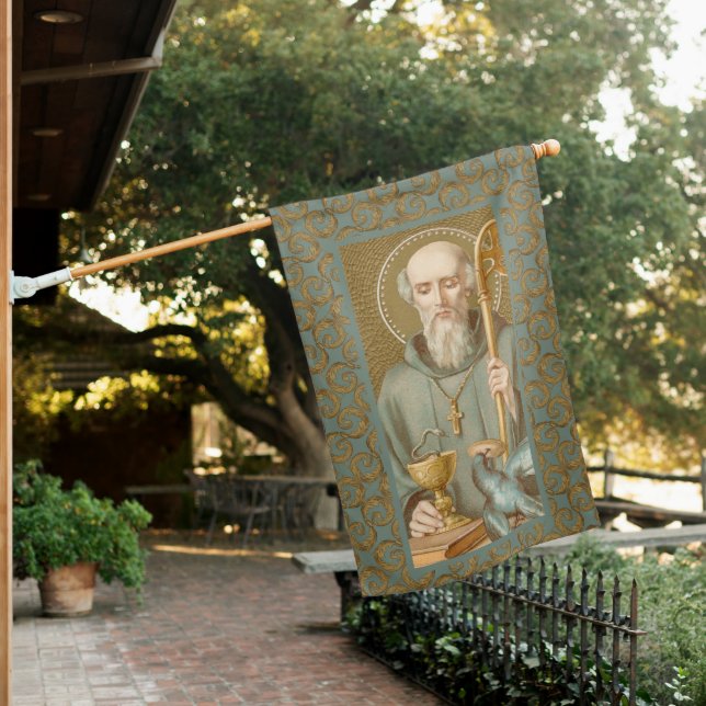 2-sided St. Benedict of Nursia (JM 07) House Flag (In SItu)