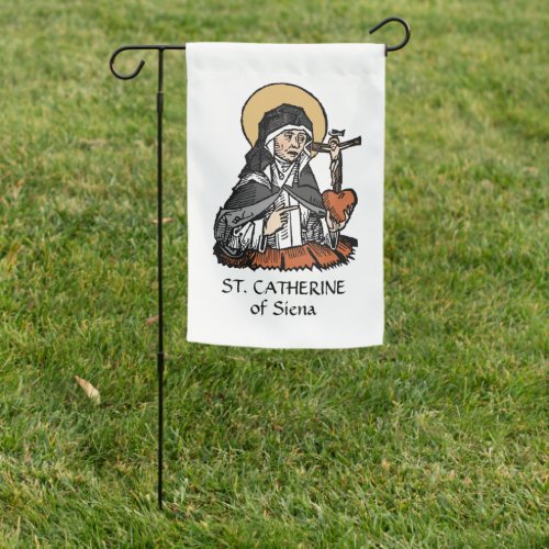 2_sided St Catherine of Siena Cross_Topped Heart  Garden Flag