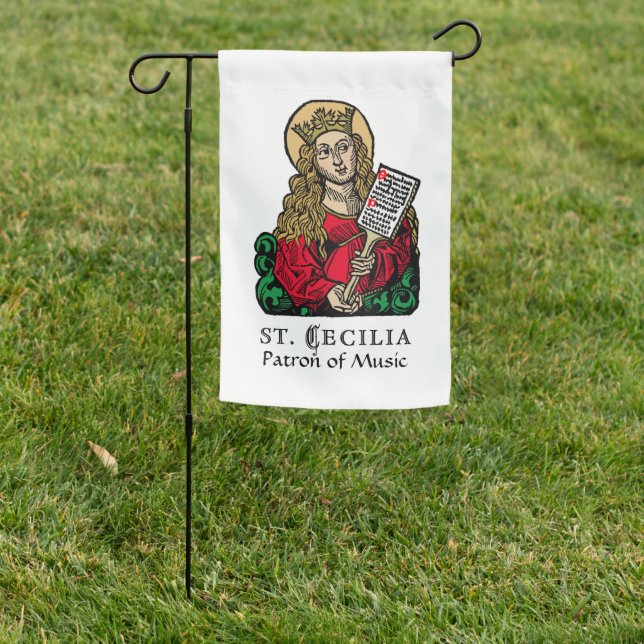 2-sided St. Cecilia with Hymn Board (Nuremberg) Garden Flag (In SItu)