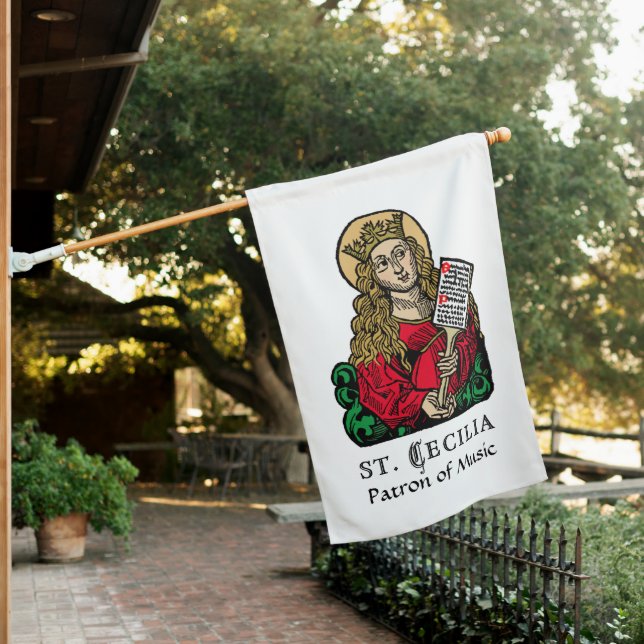 2-sided St. Cecilia with Hymn Board (Nuremberg) House Flag (In SItu)