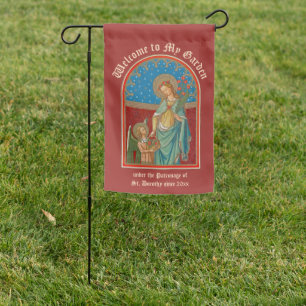 2-sided St. Dorothy Receiving Apples and Roses Garden Flag