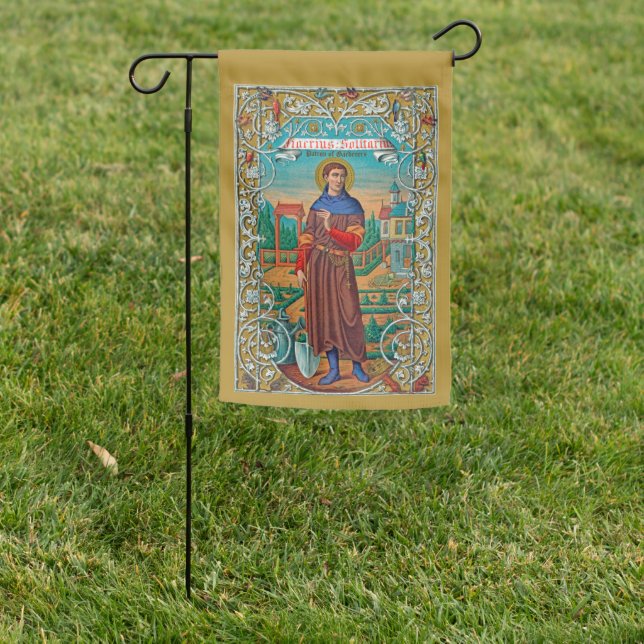 2-sided St. Fiacre of Breuil (K 27) Garden Flag (In SItu)