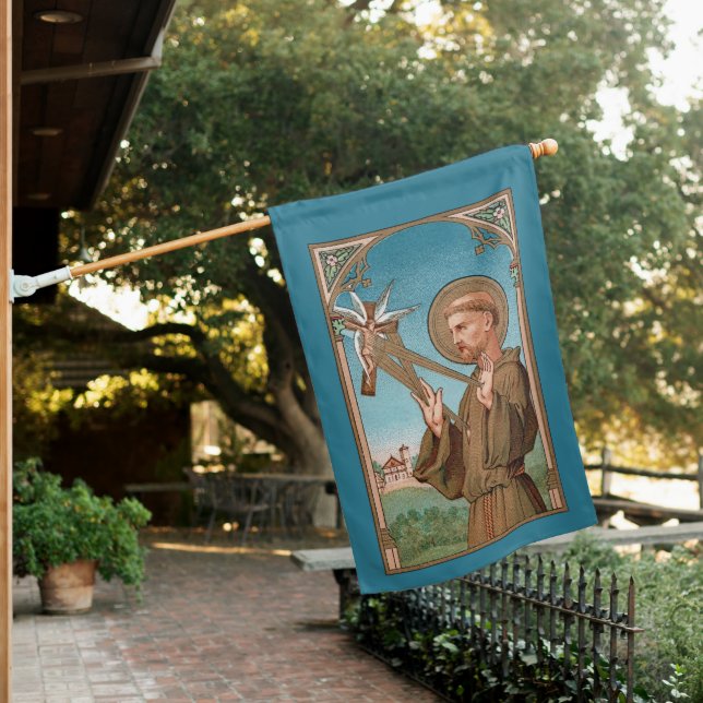 2-sided St. Francis of Assisi, Pater Seraphicus House Flag (In SItu)