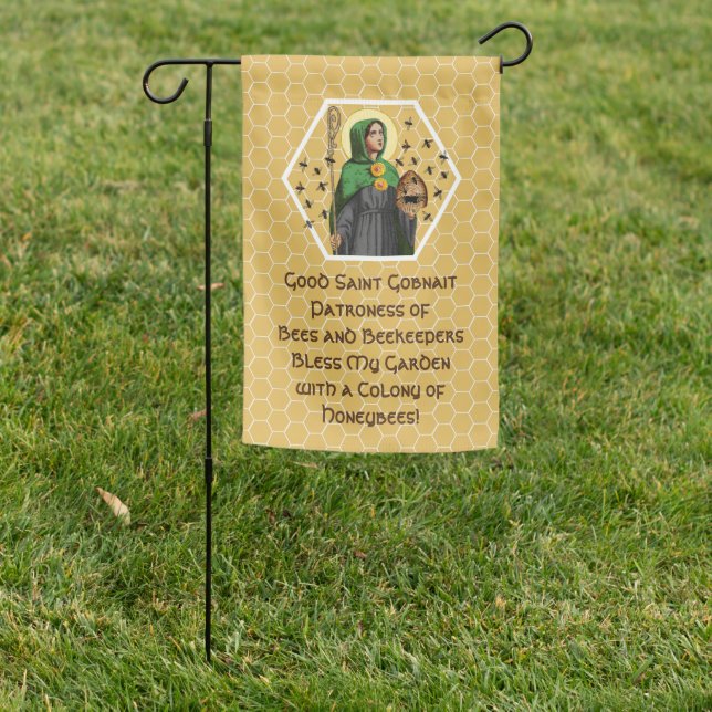2-sided St. Gobnait (aka Deborah or Abigail) Garden Flag (In SItu)
