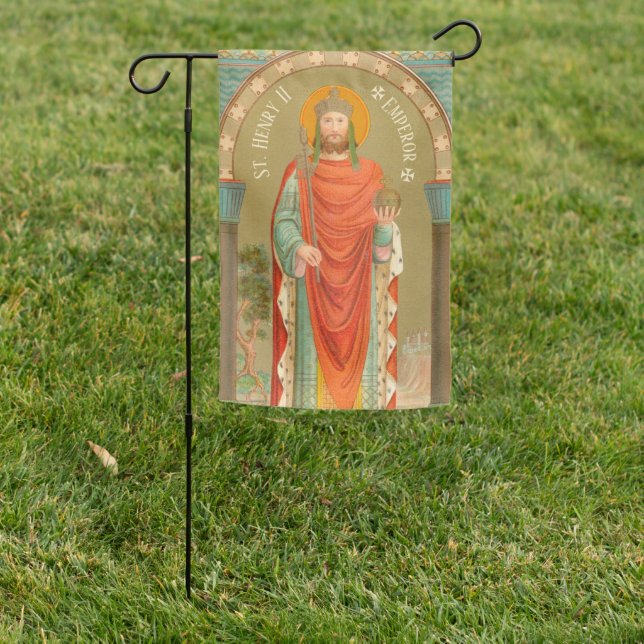 2-sided St. Henry II, Emperor (BBS 10) Garden Flag (In SItu)