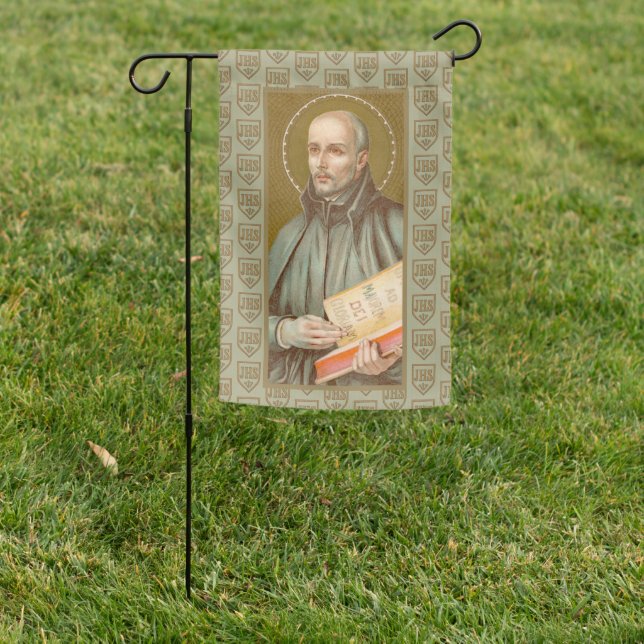 2-sided St. Ignatius Loyola (JM 27) Garden Flag (In SItu)