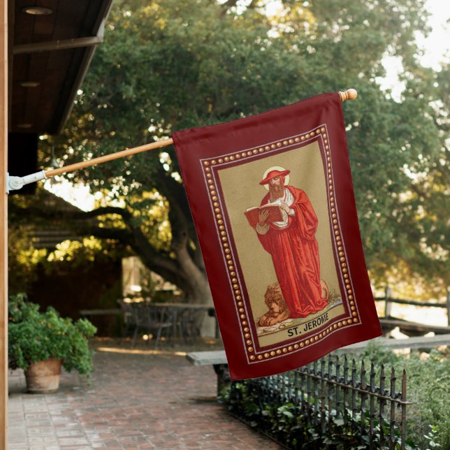 2-sided St. Jerome as Cardinal with Lion (P 004) House Flag (In SItu)