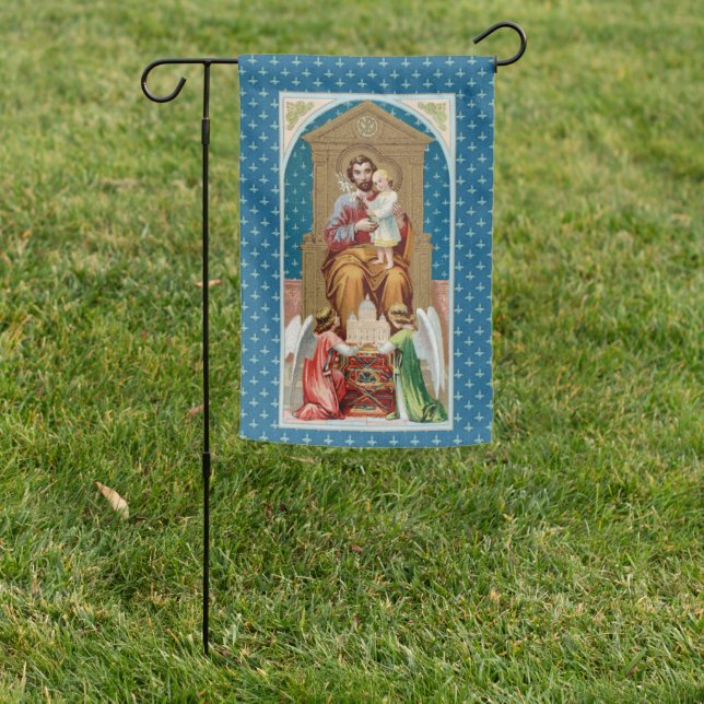 2-sided St. Joseph, CC, Angels with Vatican Model Garden Flag (In SItu)