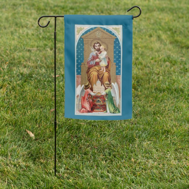 2-sided St. Joseph, CC, Angels with Vatican Model Garden Flag (In SItu)