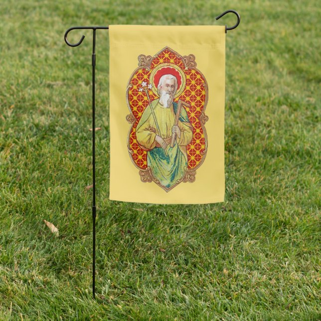 2-sided St. Joseph from a Trade Card (TC 01) Garden Flag (In SItu)