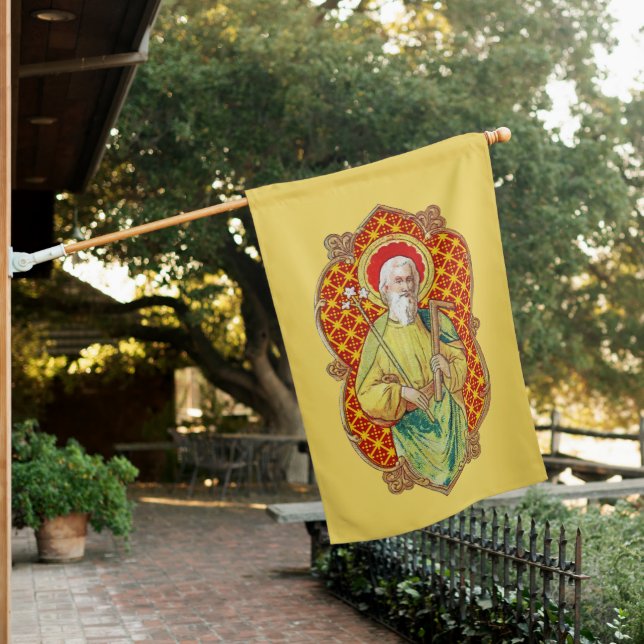 2-sided St. Joseph from a Trade Card (TC 01) House Flag (In SItu)