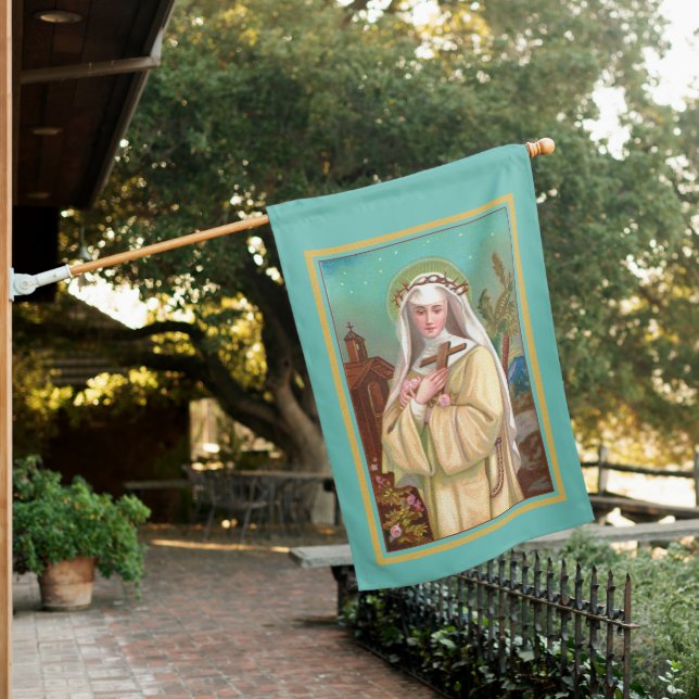 2-sided St. Rose of Lima by Night (M 024) House Flag (In SItu)