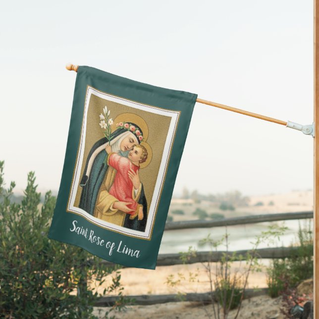 2-sided St Rose & the Christ Child (M 023) House Flag (Insitu (Back))