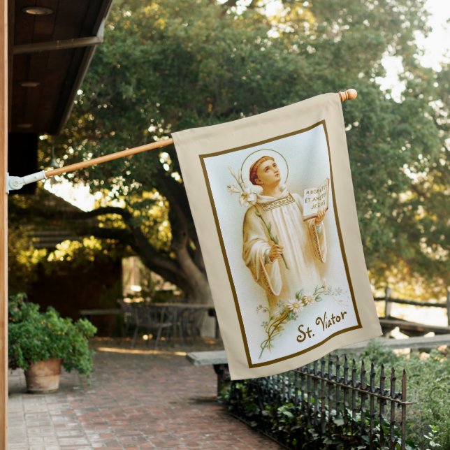 2-sided St. Viator of Lyon the Catechist (BF 02) House Flag (In SItu)