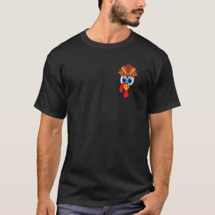 2 Sided Thanksgiving Turkey Face Indian Feather He T-Shirt
