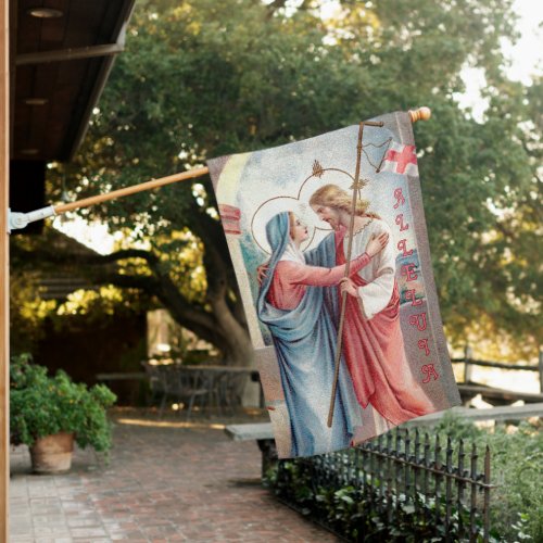 2_sided The Risen Christ Greets His Mother MH01 House Flag