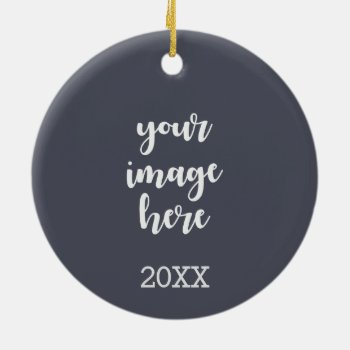 2 Sided Trendy Indigo Text And Image Template Ceramic Ornament by Zazzimsical at Zazzle