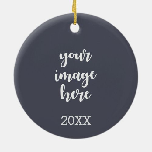 2 Sided Trendy Indigo Text and Image Template Ceramic Ornament