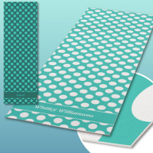 2 Sided Turquoise Teal Polka Dots Name Namaste
