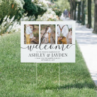 2 Sided Wedding Welcome 6 Photo Black Script Yard