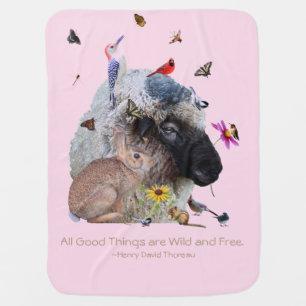 2-sided WildNight with Nature-birds, butterflies Baby Blanket