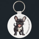 2 sided With custom text, Frenchie puppy Keychain<br><div class="desc">❗Custom background color possible. ❗ Experience the irresistible charm of French Bulldogs wherever you go with this adorable two-sided keyring. On one side, a heartwarming image of a cute Frenchie puppy captures your heart with its playful demeanor and endearing expression. The puppy's eyes twinkle with curiosity, and its tiny grin...</div>