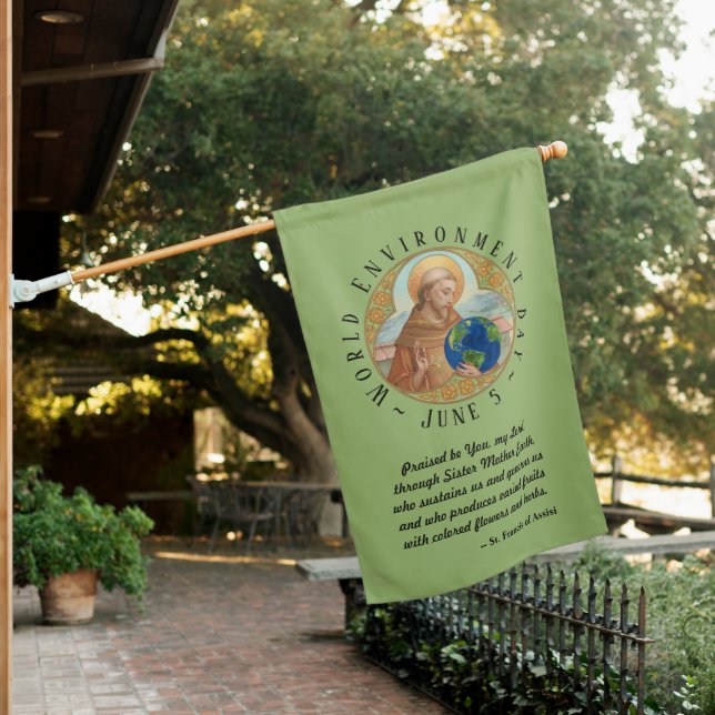 2-sided World Environment Day & St Francis House Flag (In SItu)