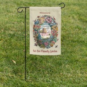 2-sided Wreathed Beehive Vignette Garden Flag