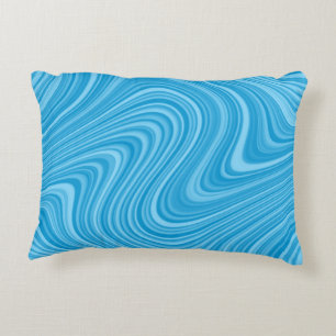 2 Sides 2 Colors Red/Blue White Curvy Line Pattern Decorative Pillow