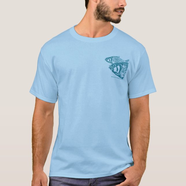 2 sides 4  Fish Blue T Shirt To Customize (Front)