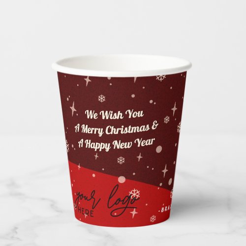 2 sides Business Logo and QR code Red Christmas Pa Paper Cups