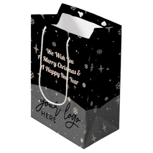 2 sides Business Logo QR code Name Christmas Mediu Medium Gift Bag