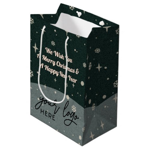 2 sides Business Logo QR code Name Christmas Medium Gift Bag