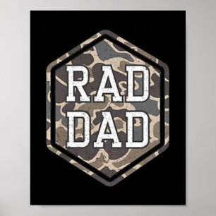 2 Sides Camo Rad Dad Retro Camouflage Daddy Poster