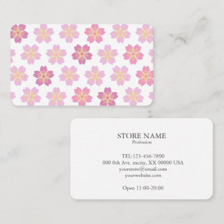 2 sides Cherry Blossom "SAKURA" White 名刺 Business Card