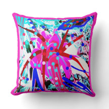 2 SIDES FESTIVE FLOWER  Throw Pillow #1