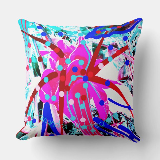 2 SIDES FESTIVE FLOWER Throw Pillow #3 (Front)