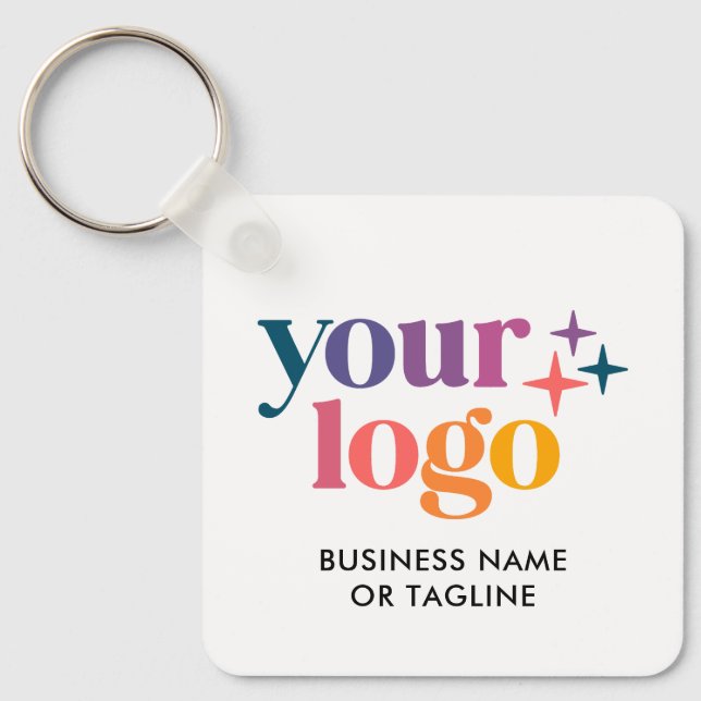 2 Sides QR Code Logo Text Branded Keychain (Front)
