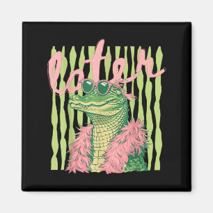2 Sides Retro ed See Ya Gator See Ya Alligator Magnet